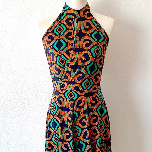 Groovy  Romper Playsuit Halter Top Jumper Open Back Festival Fashion Funky | M L - Picture 2 of 9